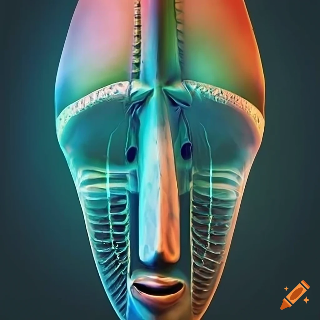 African fantastic x-ray mask with Zelda game motif