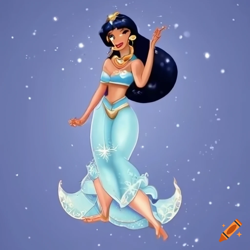 Princess Jasmine in a vibrant pink and navy dress on Craiyon