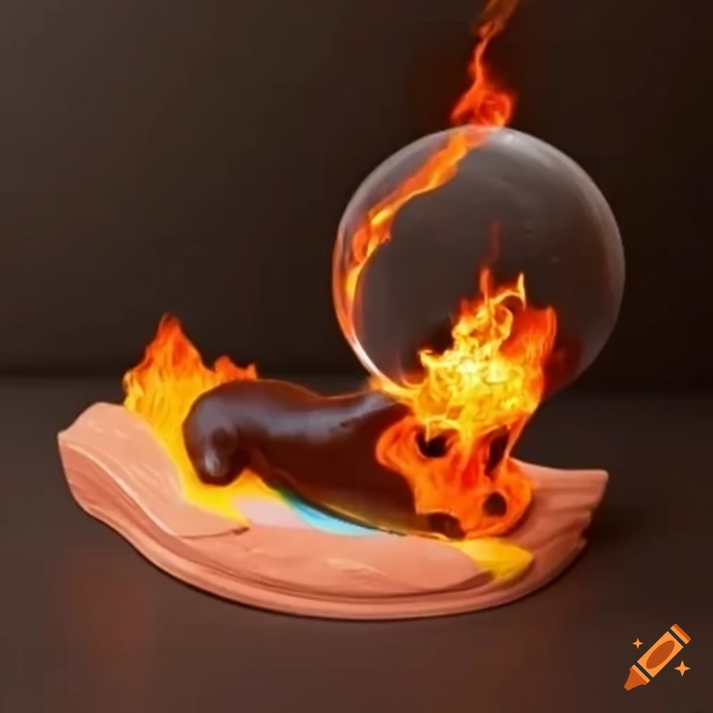 Otter skillfully riding a fiery wave