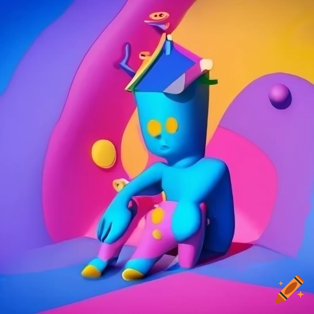 Abstract characters with colorful playground structures as body parts