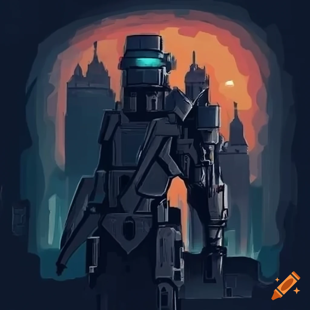 Futuristic soldiers guarding a castle