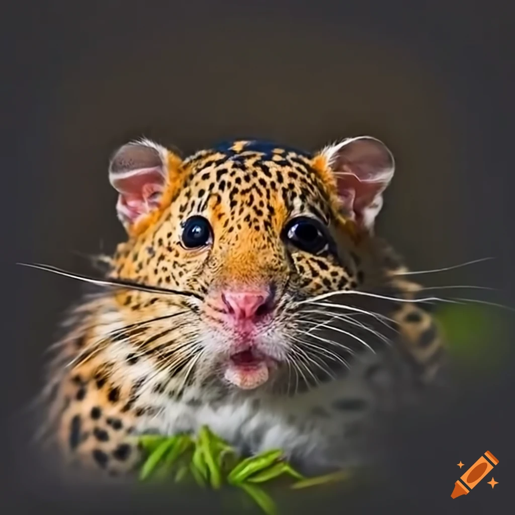 Leopard transforming into a hamster
