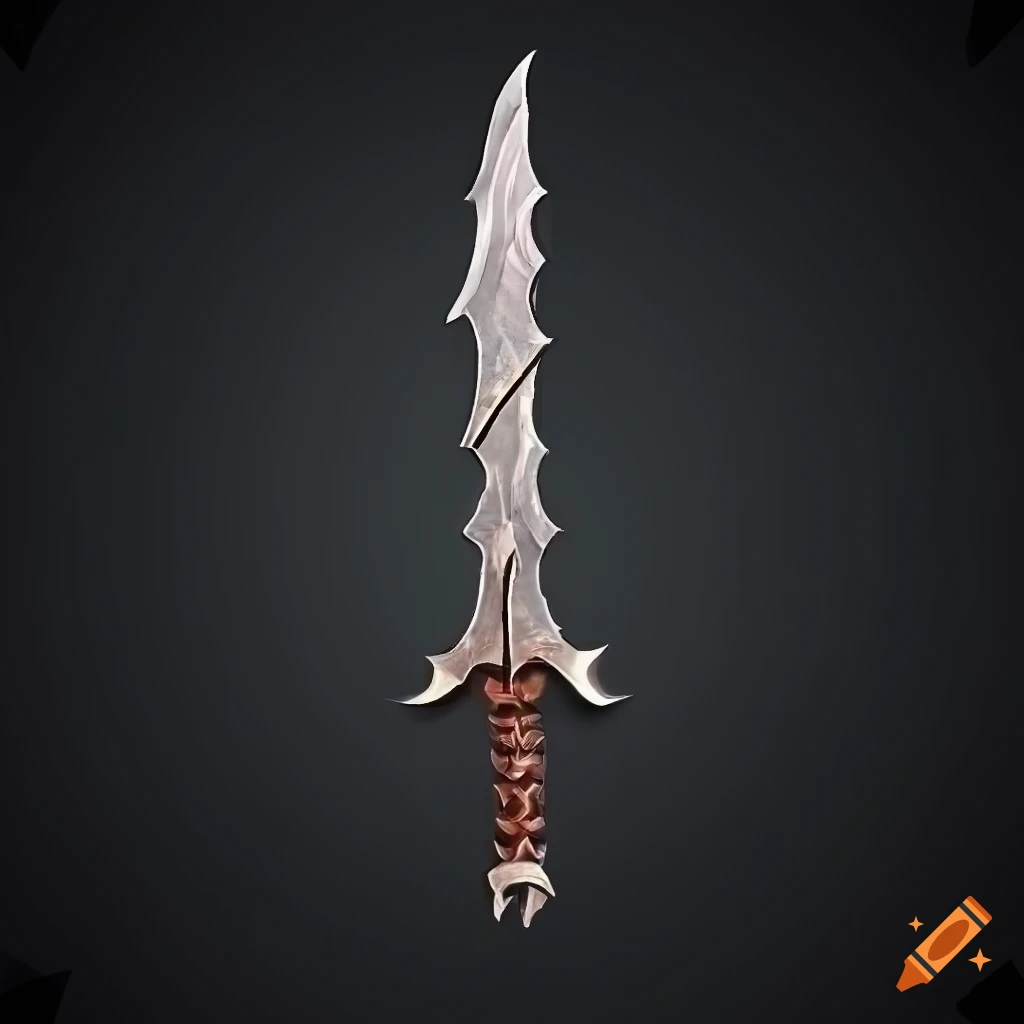 Mythic elite poison scimitar weapon with vertical symmetry on a black background