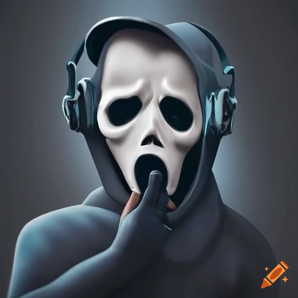 DJ player wearing a ghost mask