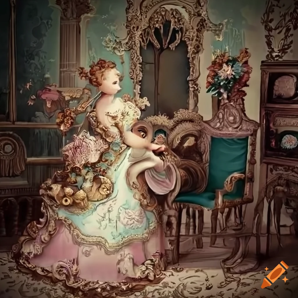Rococo themed whimsical background