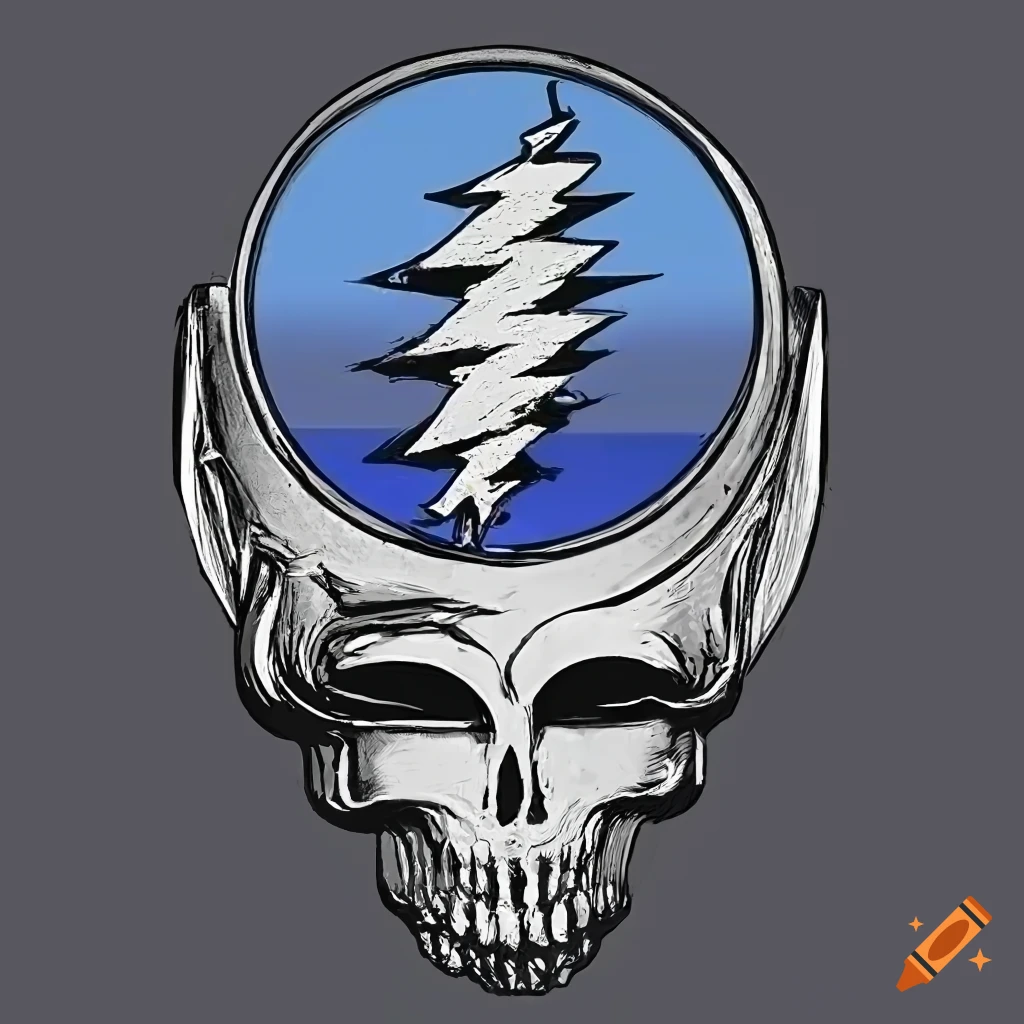 Grateful Dead poster with a pro-police theme featuring a thin blue line and 'Steal Your Face' emblem