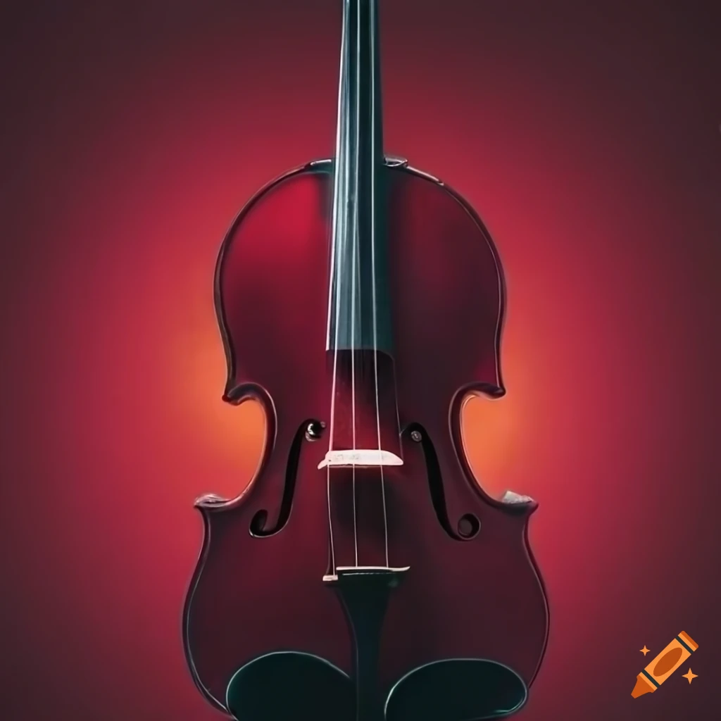 Crimson violin being forged in a fiery workshop environment