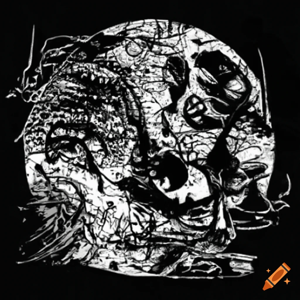 Album cover artwork for 'Galapagos' math rock band in abstract manga ink style