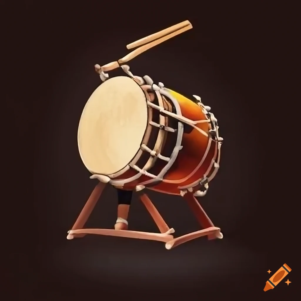 Taiko drummer playing a large drum