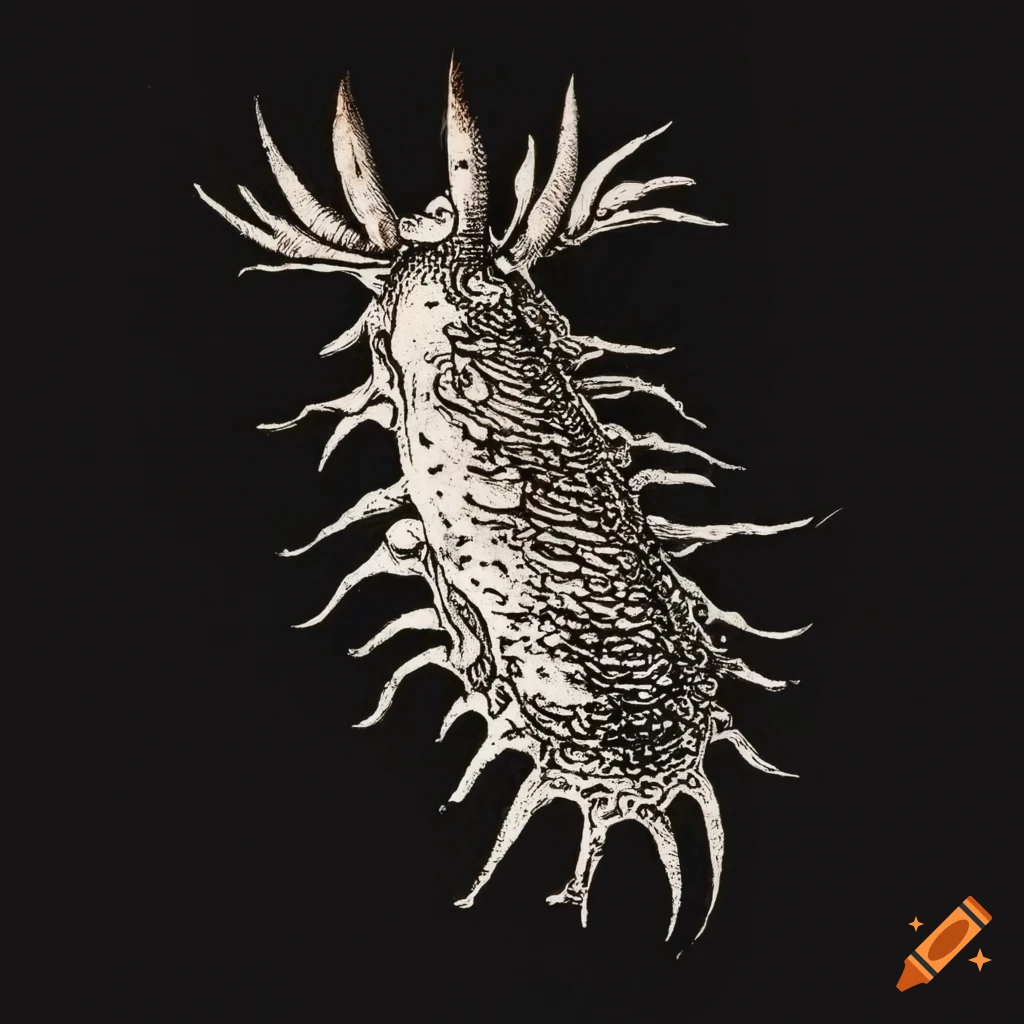 Sea slugs flying in the sky in 15th-century style