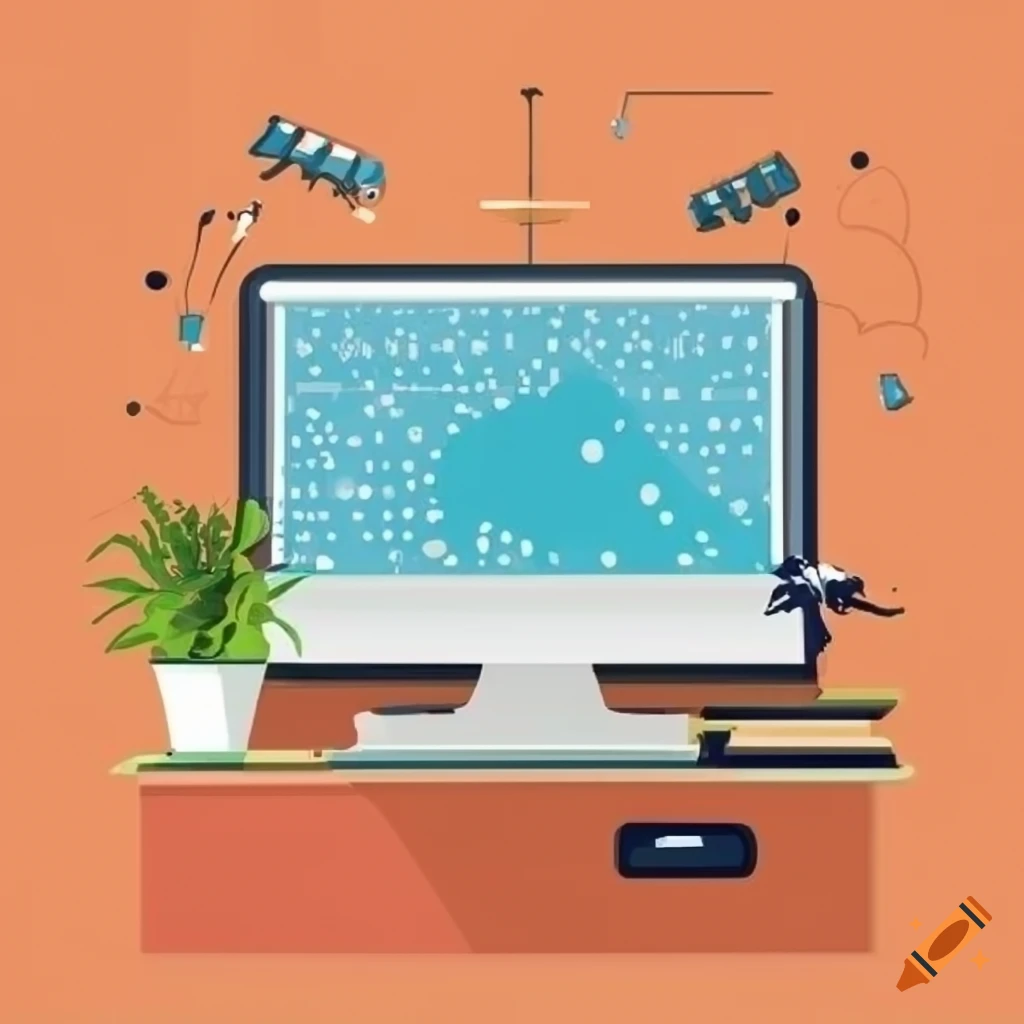 Computer science concept with books in flat style background