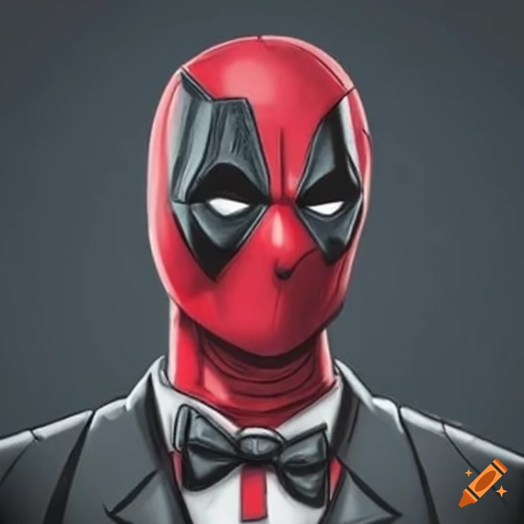 Deadpool action figure in tuxedo