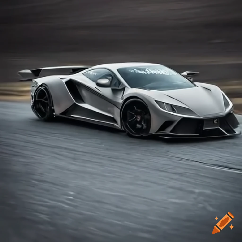 Sleek supercar drifting on a deserted track