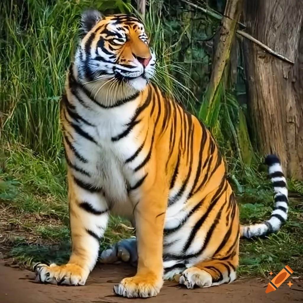 Cute tiger character standing on two legs