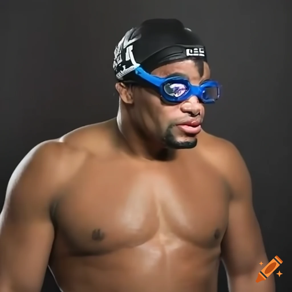 Daniel Cormier in the UFC octagon wearing swimming goggles during an interview