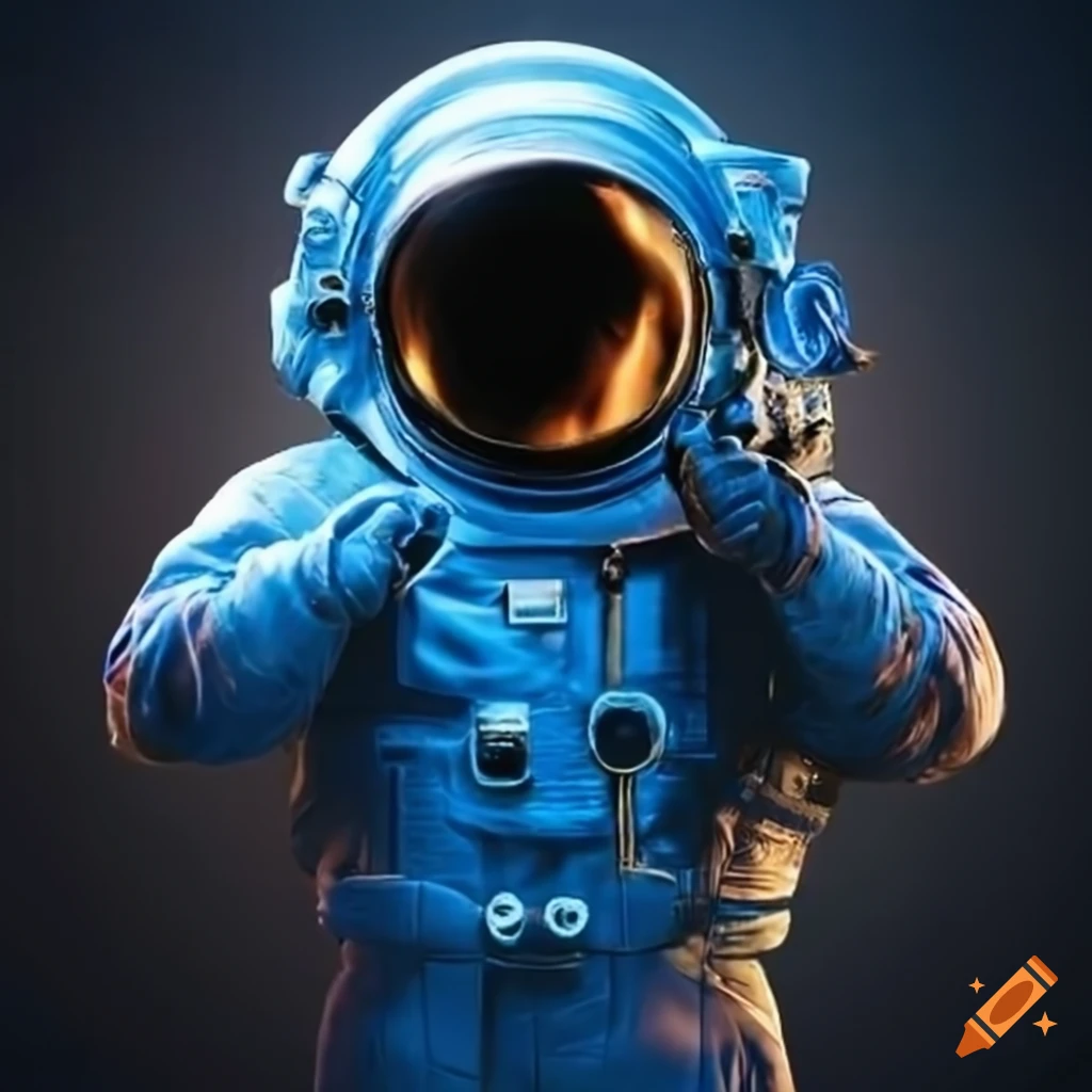 Realistic astronaut in a blue suit