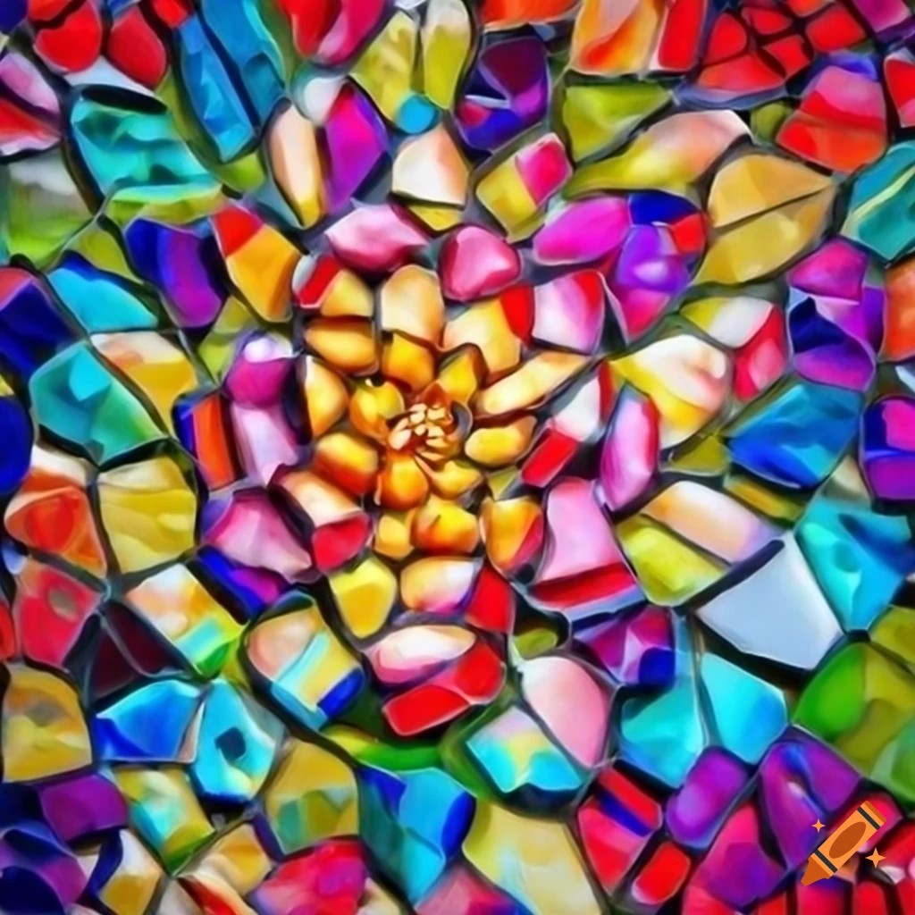 Colorful flower mosaic art
