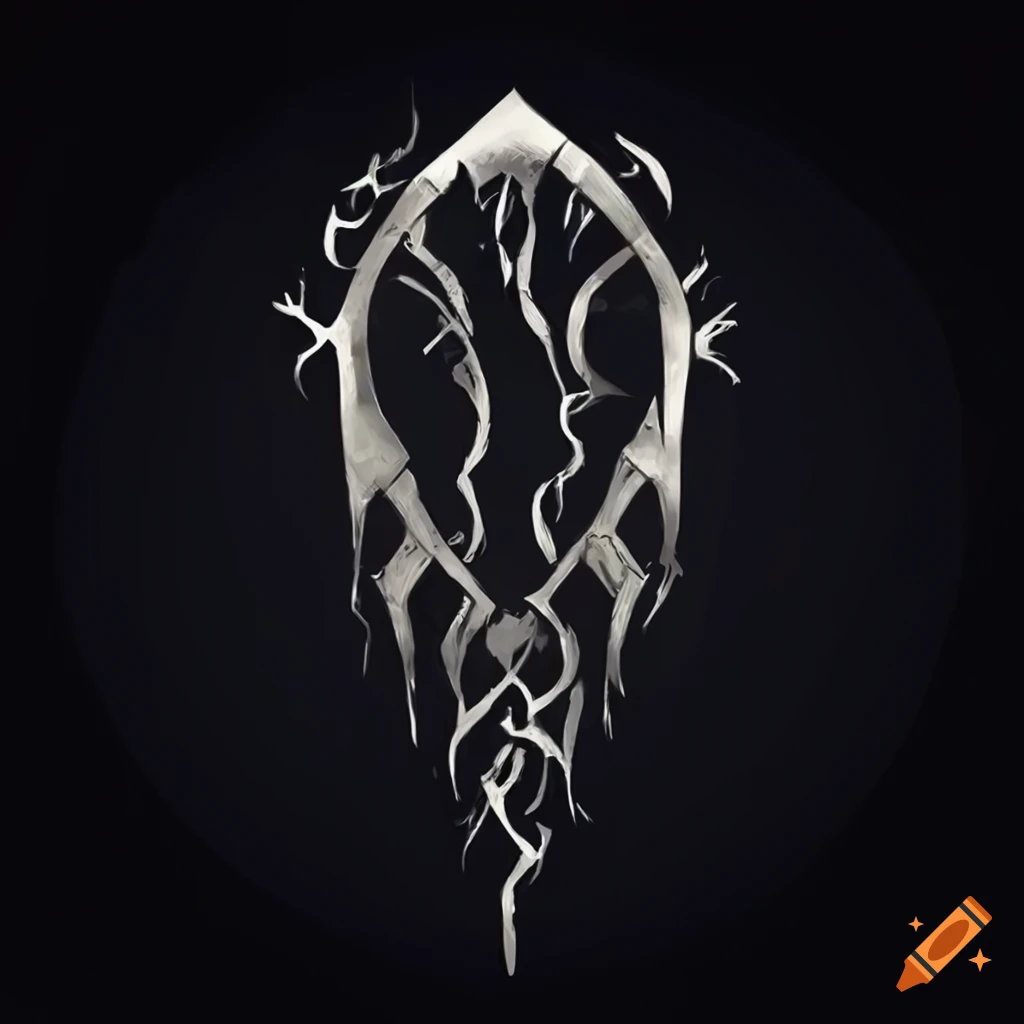 Stylized image of The Obsidian Veil's ancient emblem in black metal