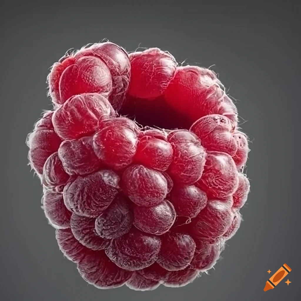 Plump juicy red raspberry in a realistic photo