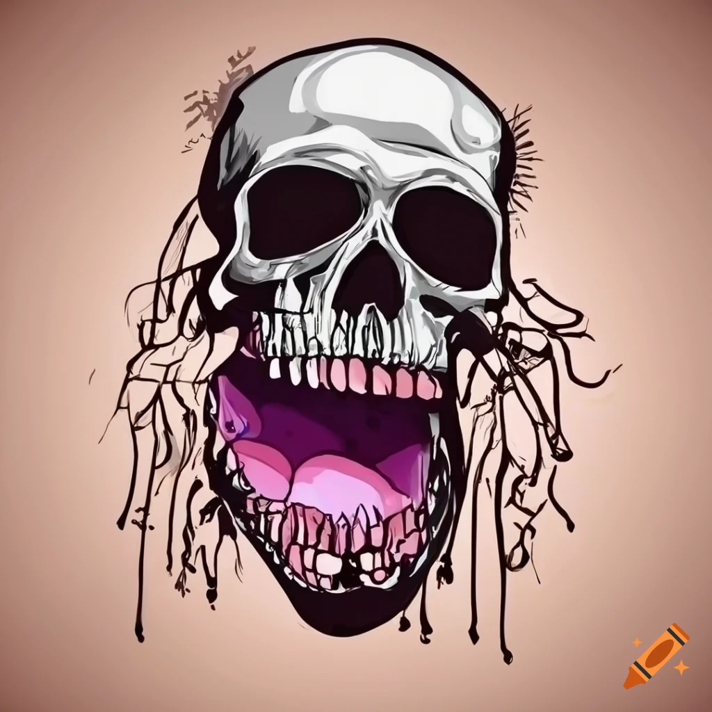 Graffiti style cartoon skull of a hip hop rapper