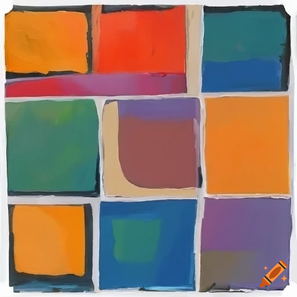 Geometric colored shapes in square format with modern art style