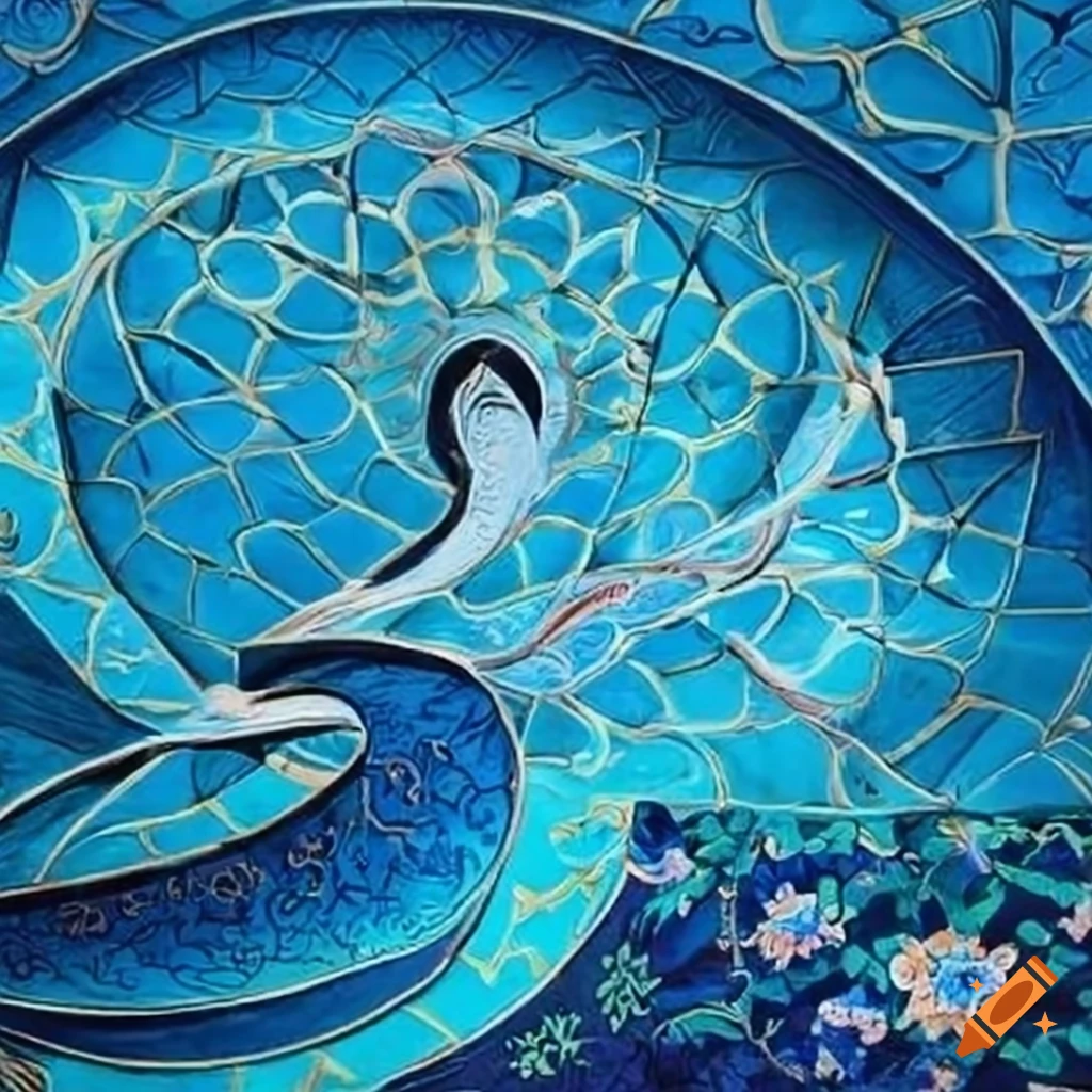 Exterior mural design for cultural center in Iran with an Iranian tree element