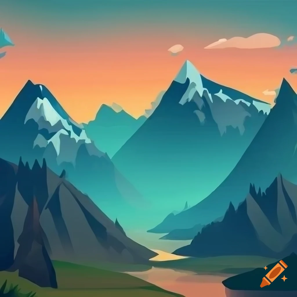 Cartoon mountains 4k wallpaper