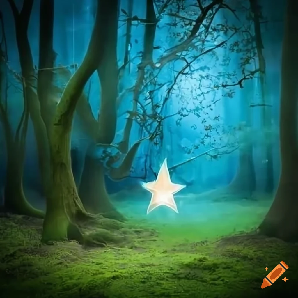Enchanted forest with glowing wishing star, animated owl, and curious Blue