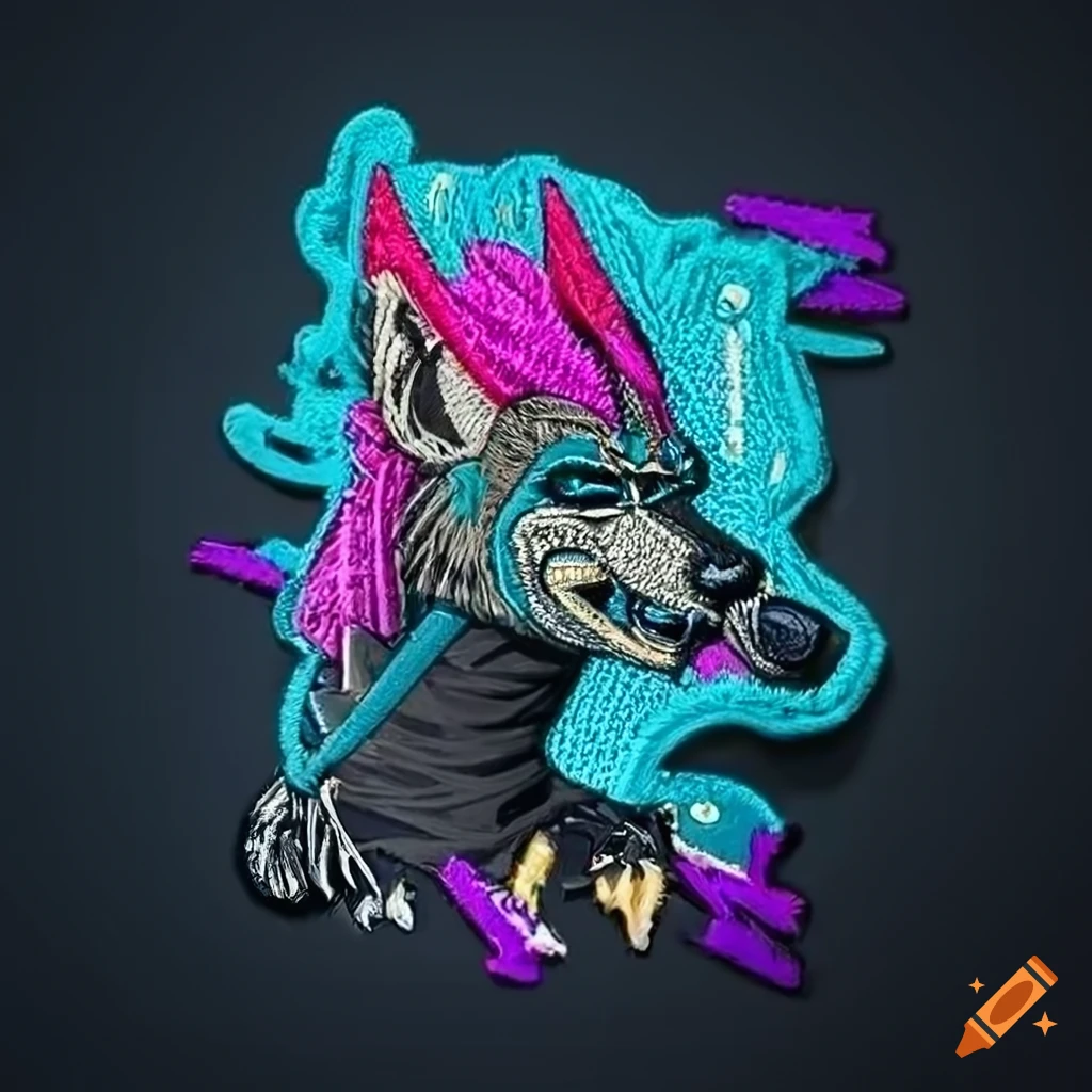 Hyena cyberpunk patch design