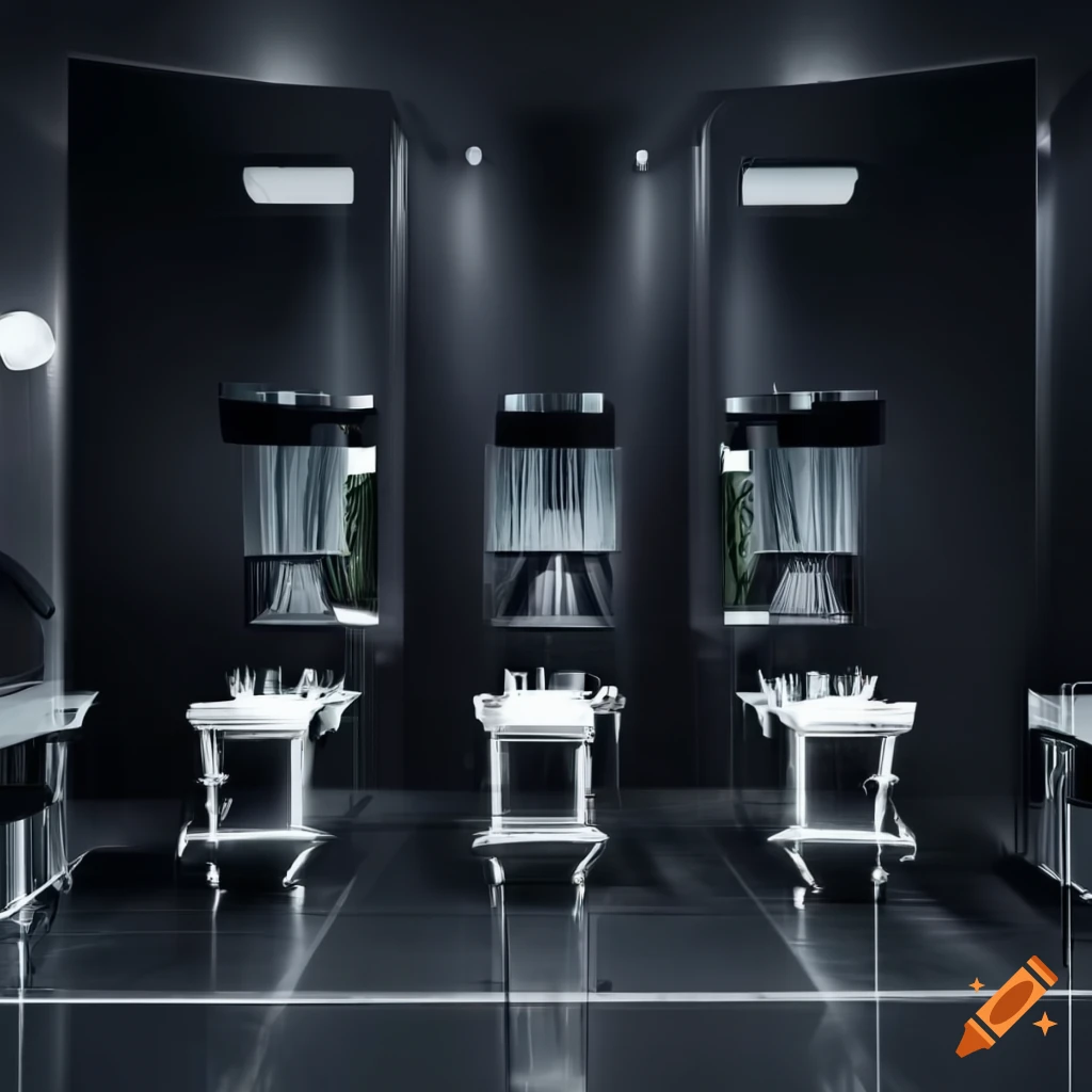 Stylish hair salon with glass accents and clean lines, top view