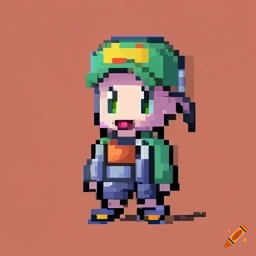 Serious Pokémon trainer in 8-bit pixel art