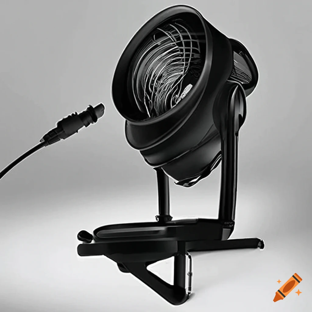 Innovative modern floor fan in white and black colors with Bluetooth connectivity