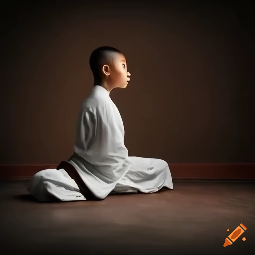 A shaolin apprentice practicing martial arts