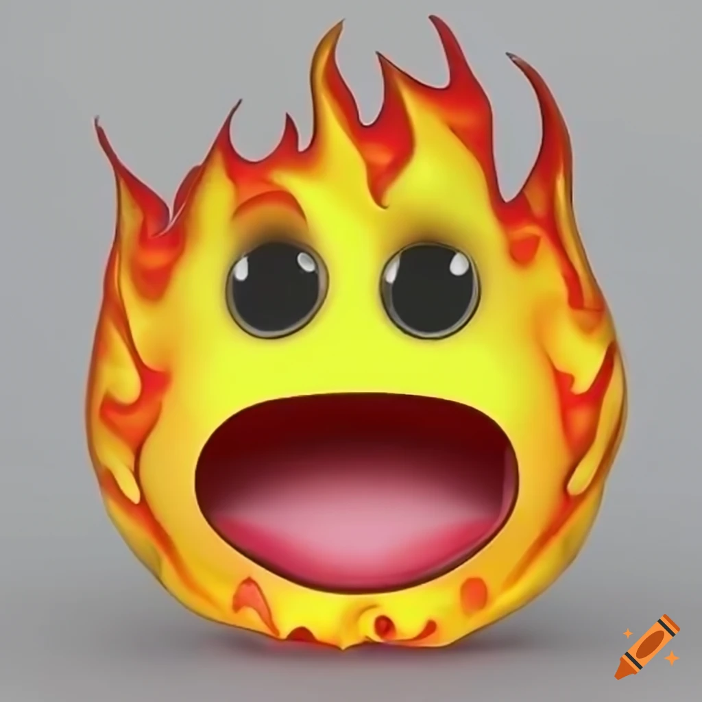Smiley 3D with smile and flames