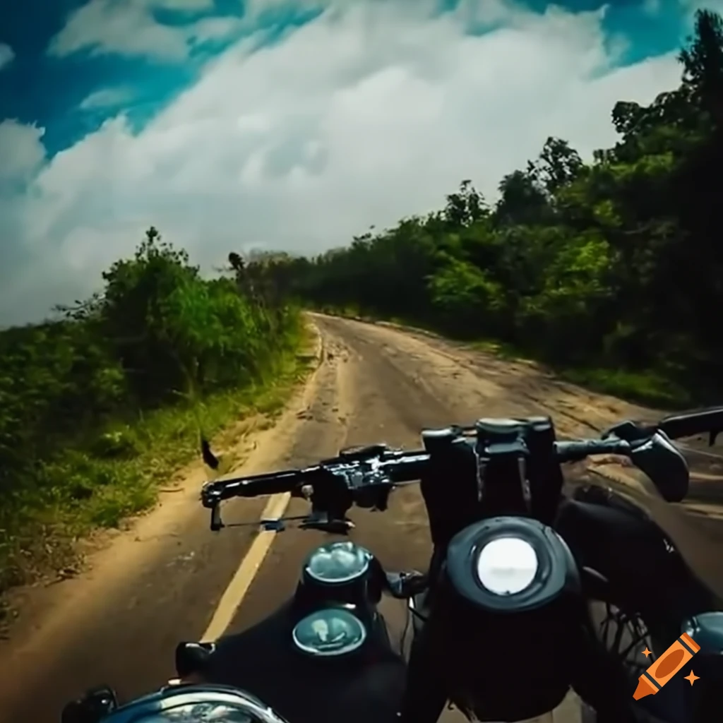 POV of a Royal Enfield rider on the road
