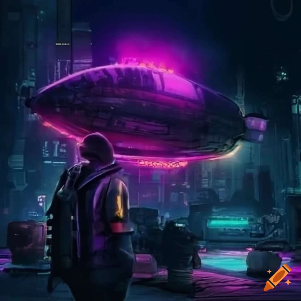 Cyberpunk zeppelin