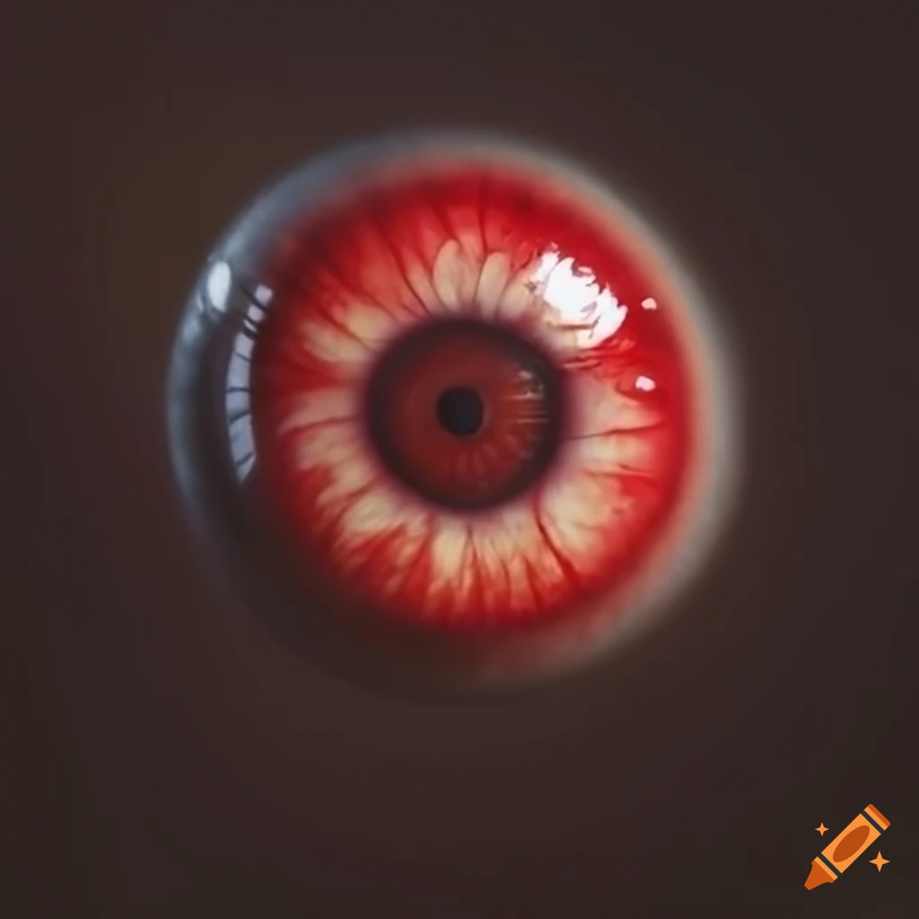 Hyperrealism of a red eyeball