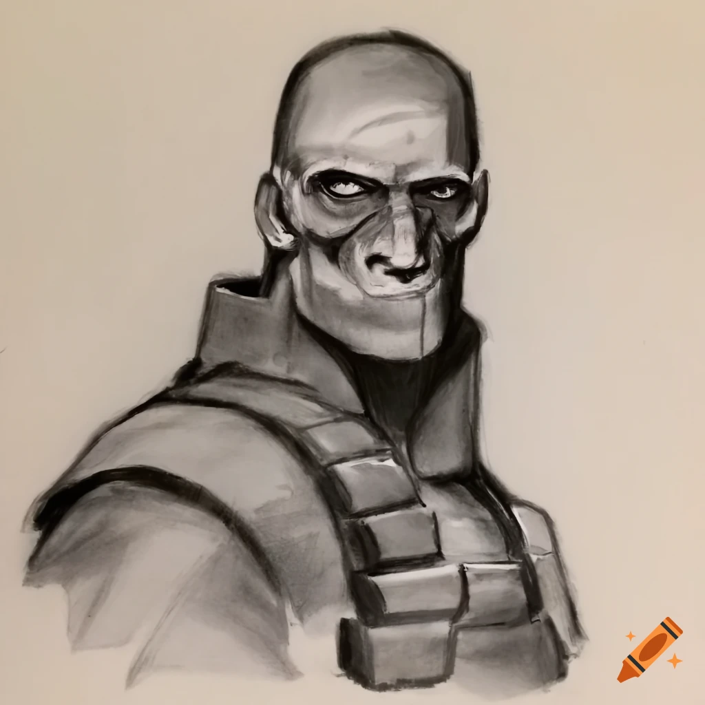 Team Fortress 2 Soldier DnD character in Simon Bisley art style