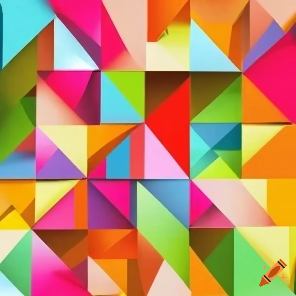 Colorful geometric shapes creative collage