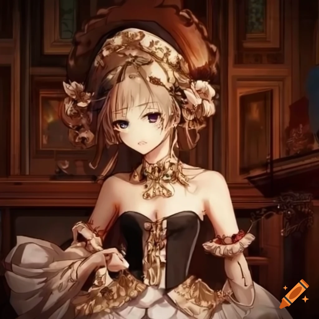 Baroque-inspired anime girl illustration
