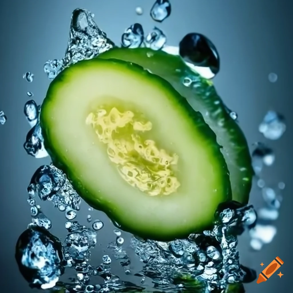Cucumber slice in water splash