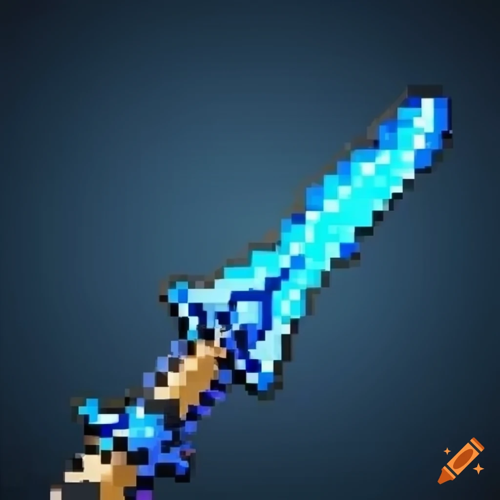 High-res pixel sword with blue and black colors