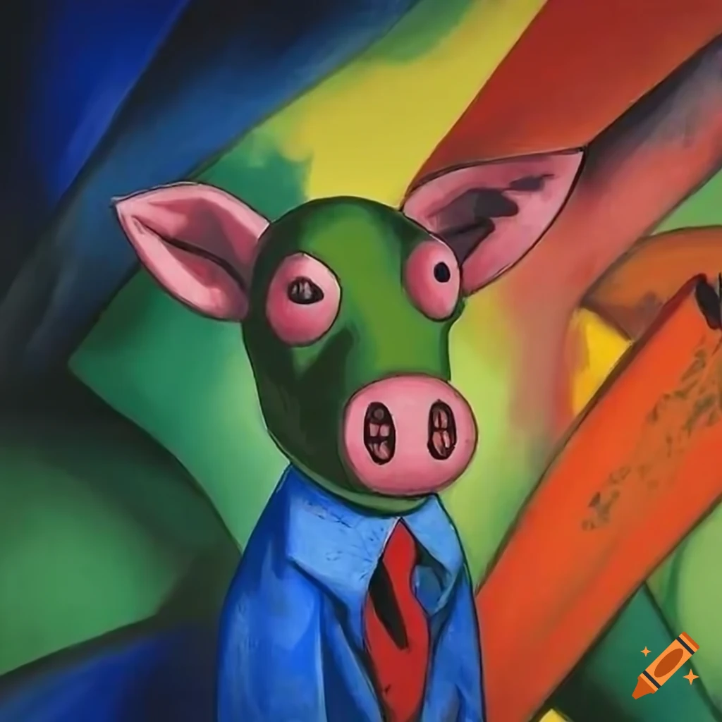 Hybrid creature in a surreal skateboarding scene with flying cows