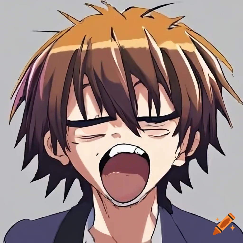 Misogi Kumagawa from Medaka Box with a silly grin in manga style on Craiyon