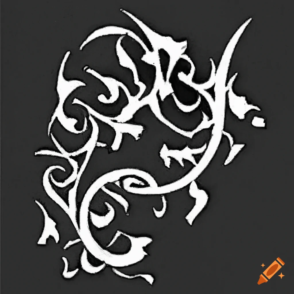 Cursive typography logo with a tribal-esque and elegant font spelling 'dagger' in the style of Final Fantasy Yoshitaka Amano