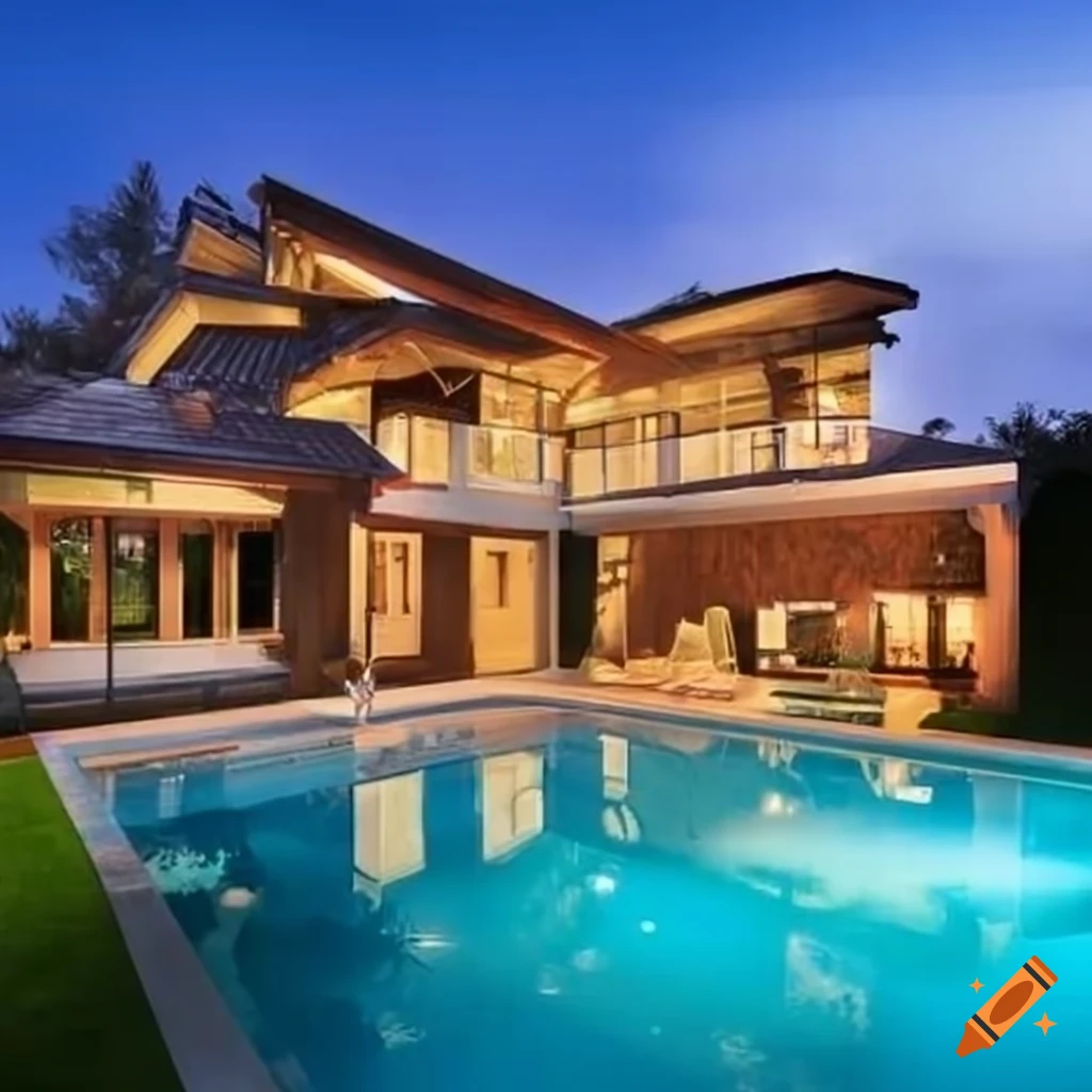 Double story house with pool, basketball court, and 4 car garage