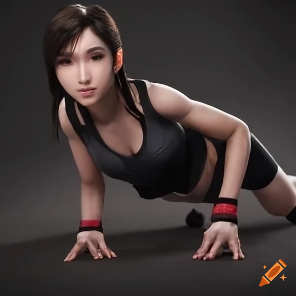 Tifa Lockhart doing pushups