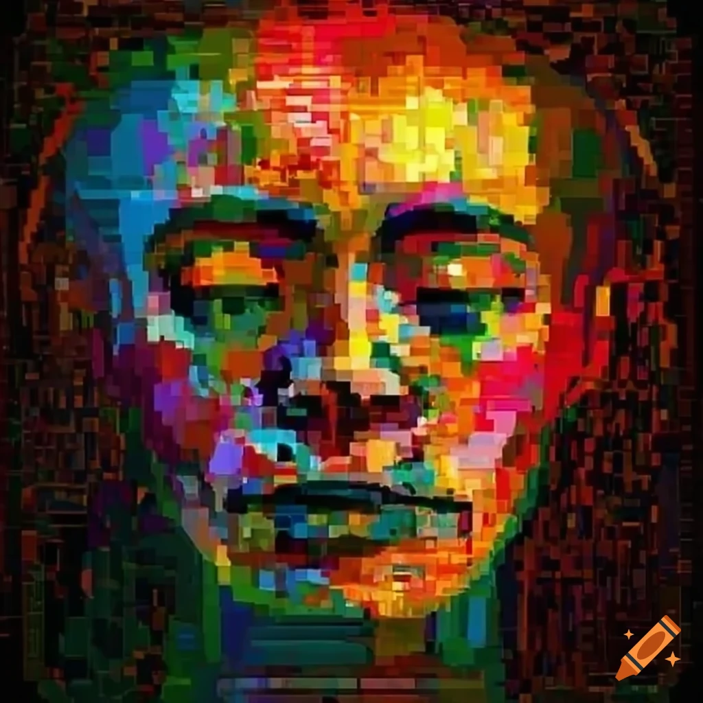 Abstract representation of early human civilization in pixel art on Craiyon