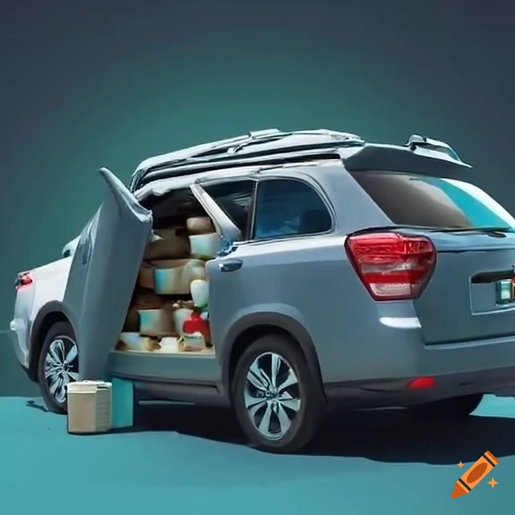 SUV trunk filled with cartons of milk