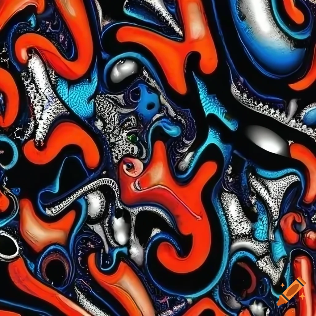 Abstract art inspired by coral reefs, graffiti, and monoliths on Craiyon